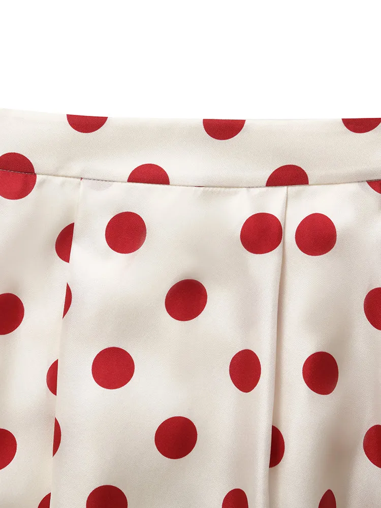 16 Momme Mulberry Silk Polka Dots Printed Women Half Skirt