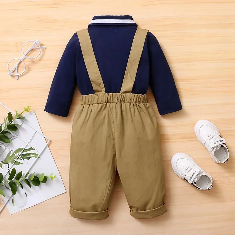 2-piece Bowknot Polo Shirt & Bib Pants for Baby Boy