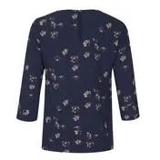 3/4 Sleeve Twill Floral Denim Top