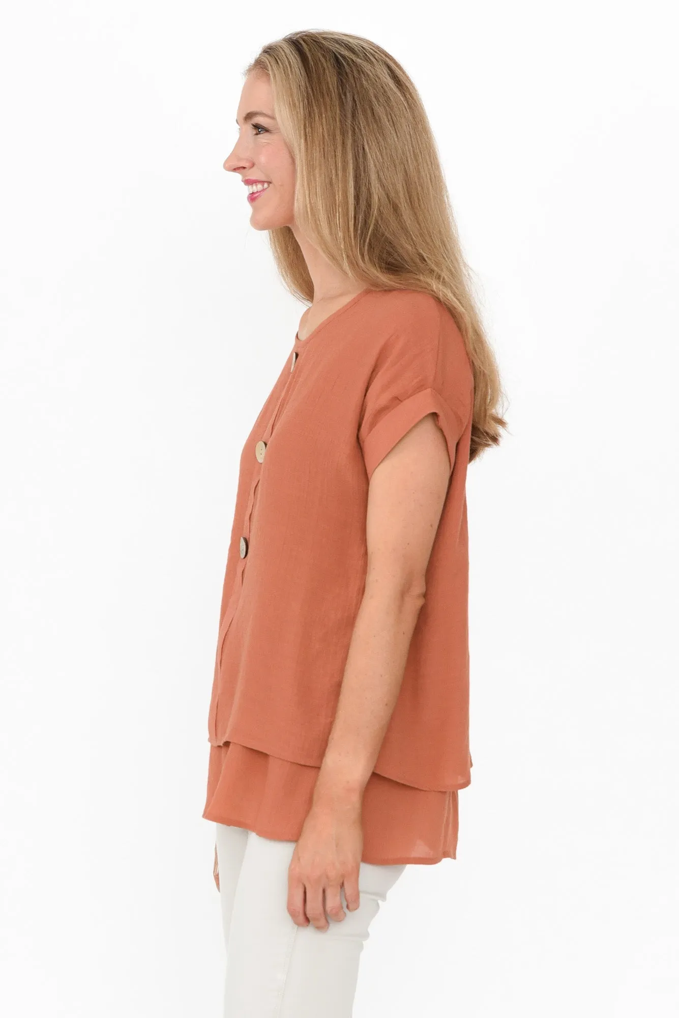 Abilene Rust Button Top