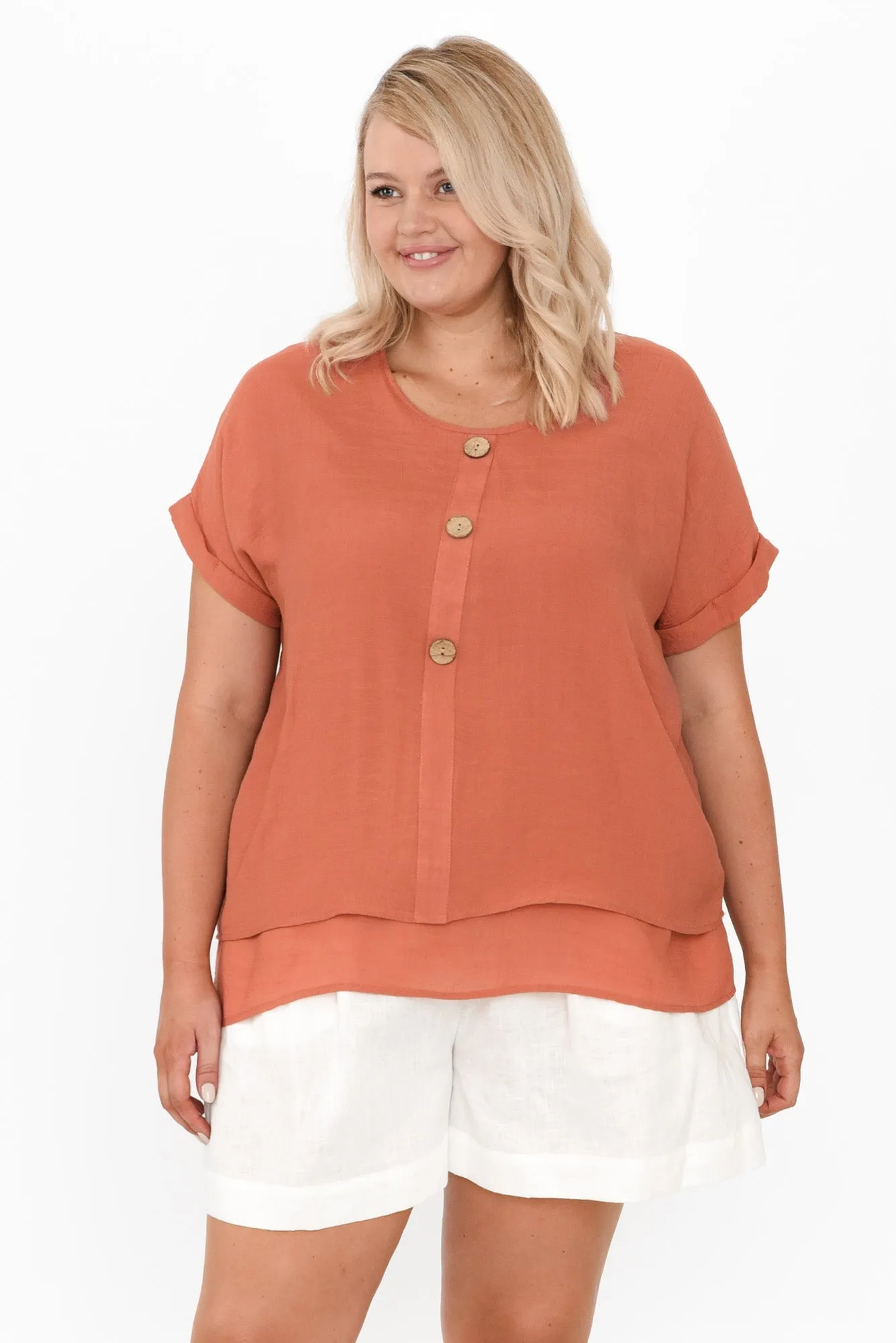 Abilene Rust Button Top