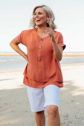 Abilene Rust Button Top