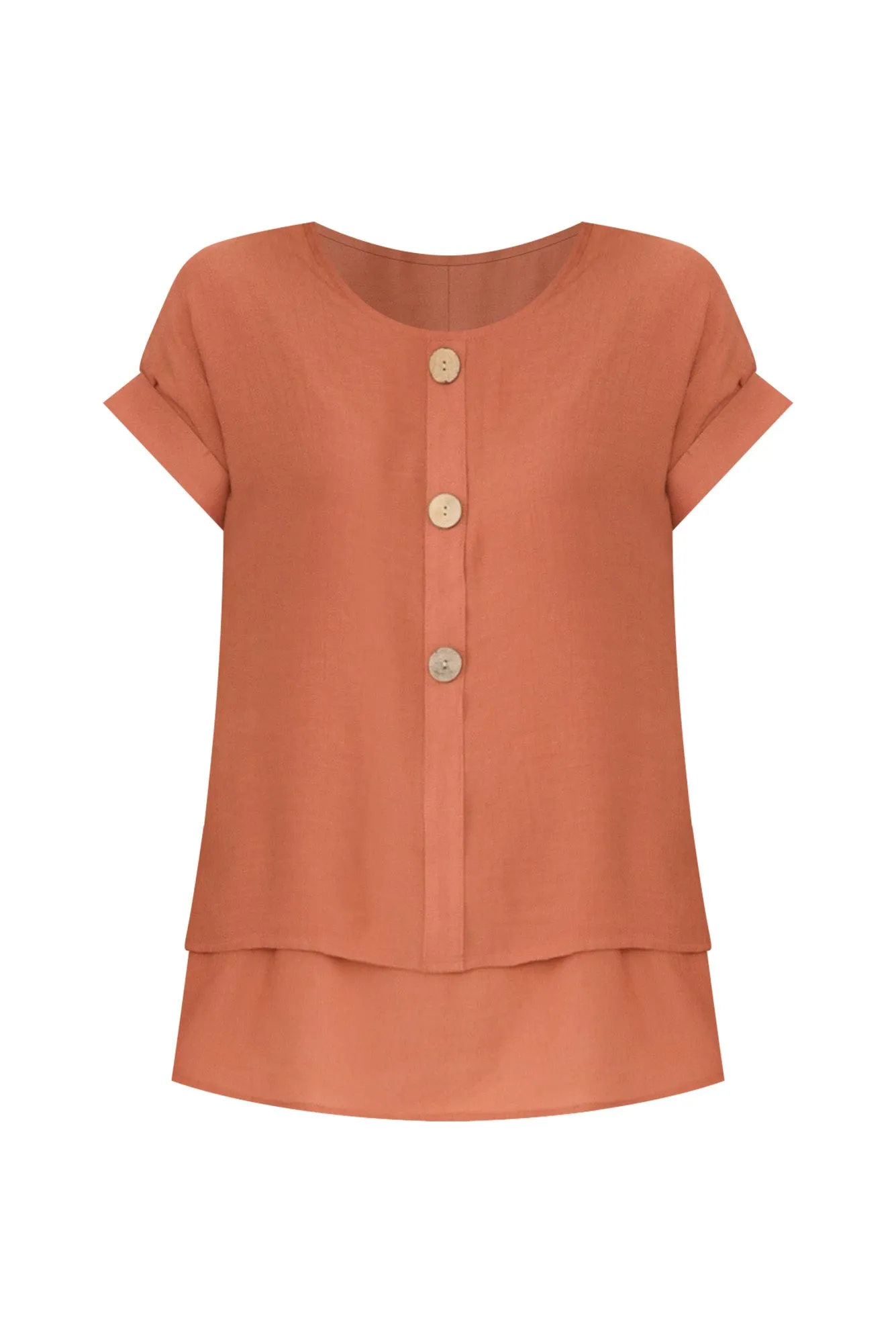 Abilene Rust Button Top