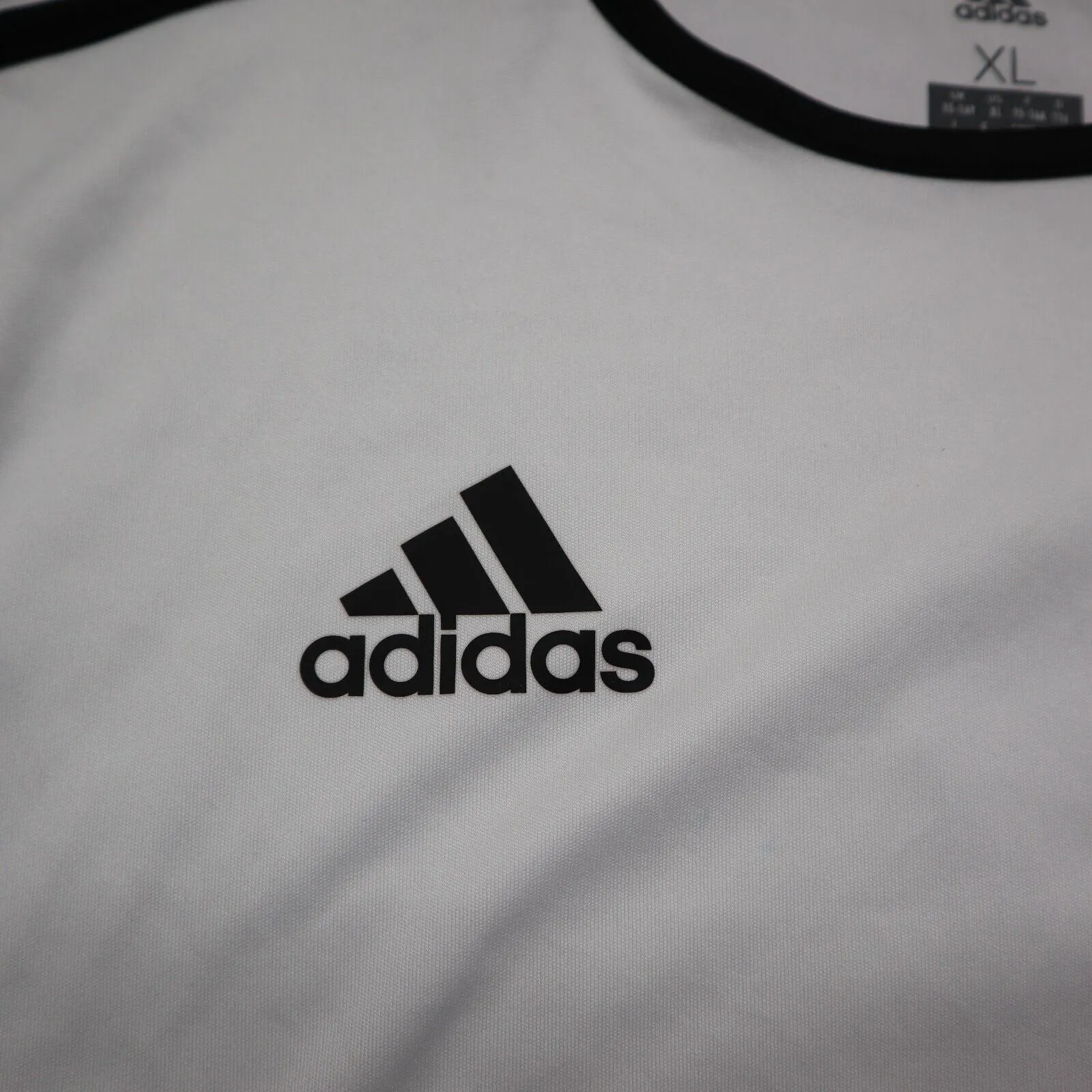 Adidas Climalite Men T-Shirt Soccer Club Short Sleeve Logo White/Black Size X-L