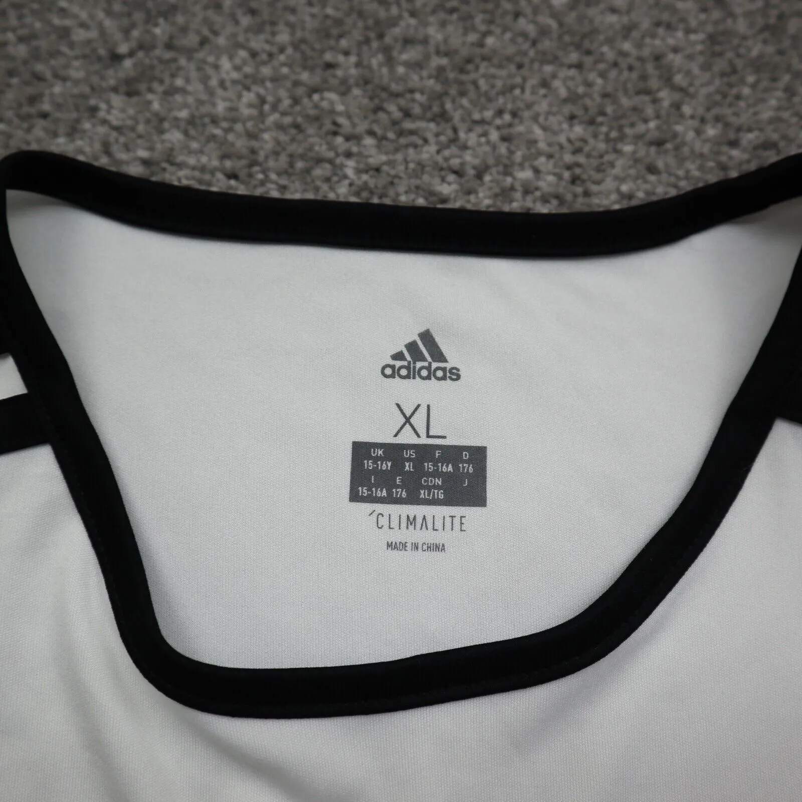 Adidas Climalite Men T-Shirt Soccer Club Short Sleeve Logo White/Black Size X-L