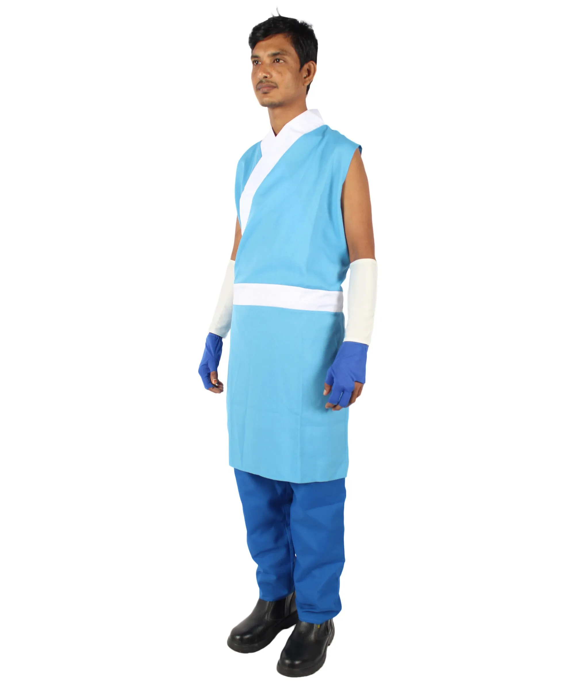 Adult Men's Blue & White Straight Long Anime Water Controller Character Costume