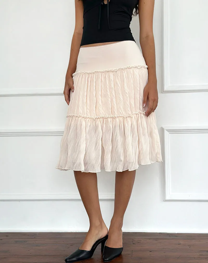 Anahita Tiered Skirt in Chiffon Buttercream