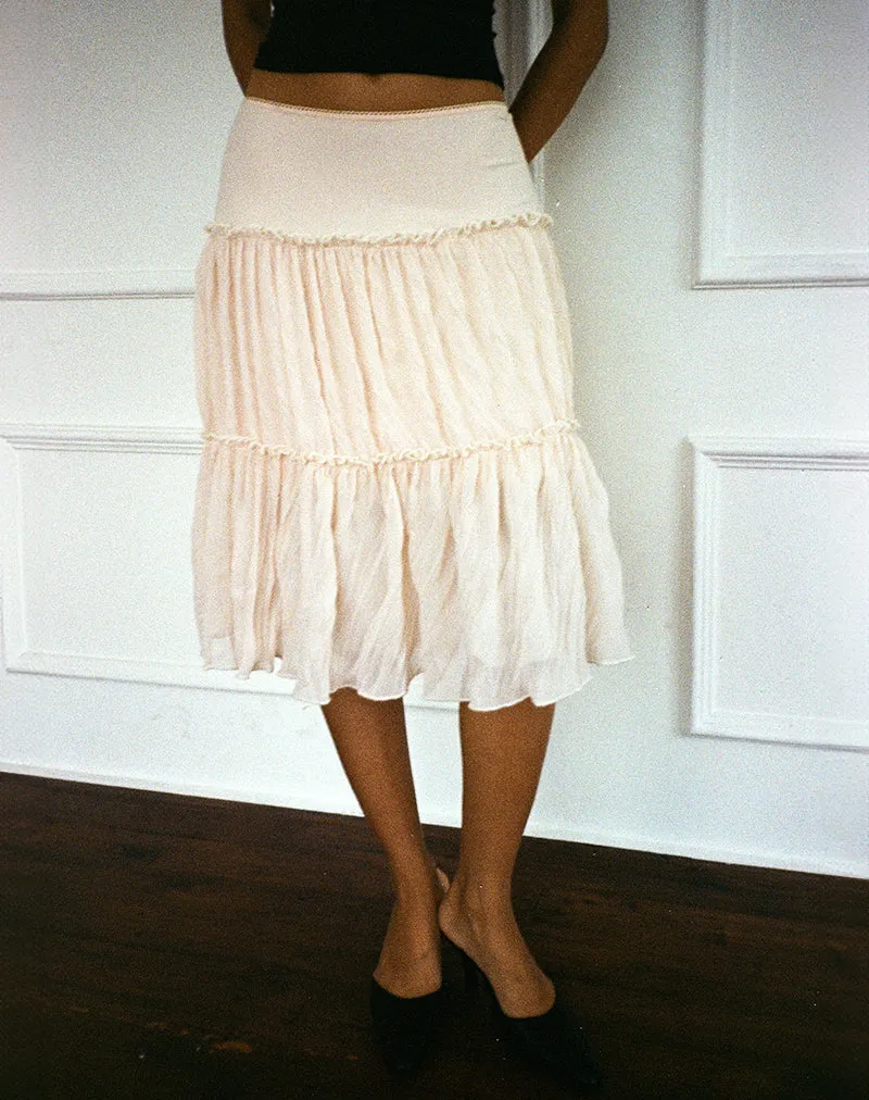 Anahita Tiered Skirt in Chiffon Buttercream