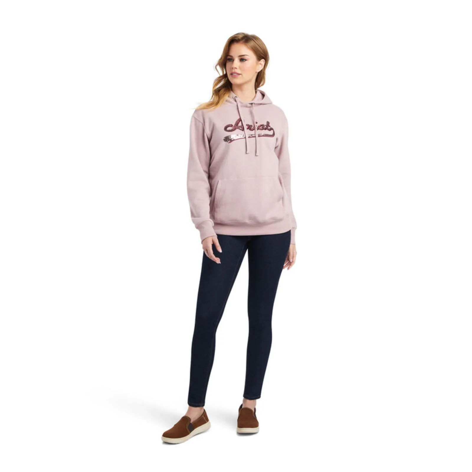 Ariat® Ladies R.E.A.L™ Sequin Logo Nostalgia Rose Heather Hoodie 10042236