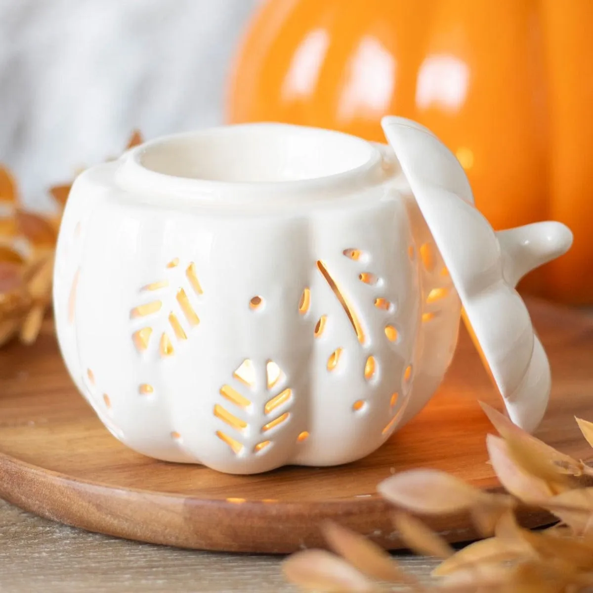 Autumnal Cream Pumpkin Oil Burner and Tea Light Holder