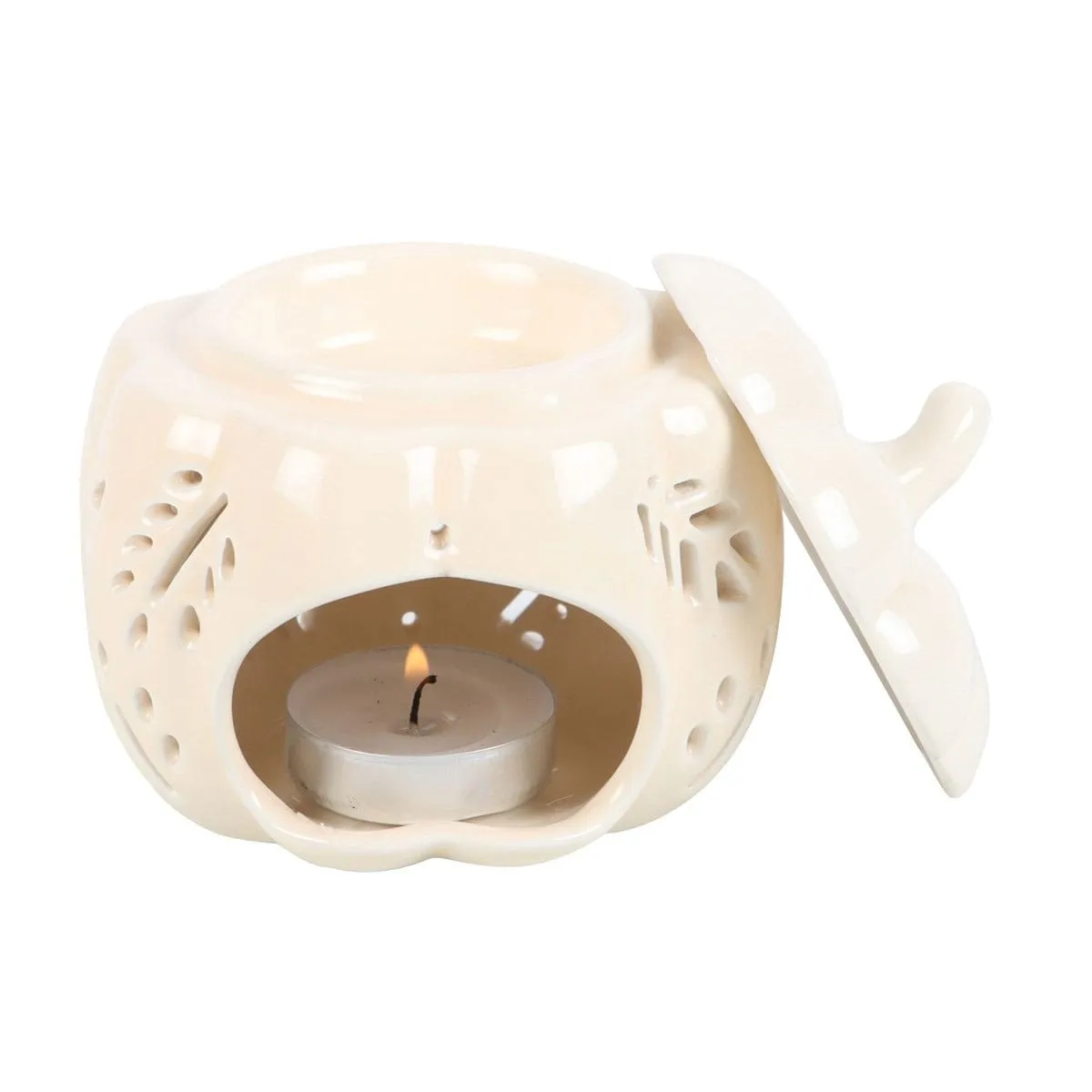 Autumnal Cream Pumpkin Oil Burner and Tea Light Holder