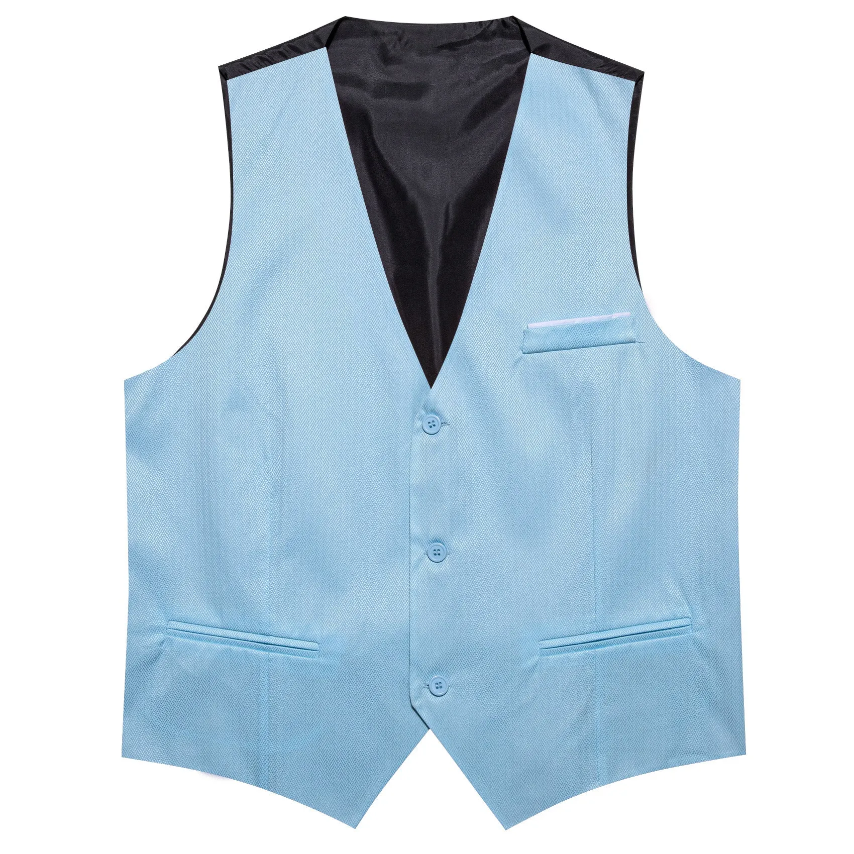 Baby Blue Solid Men's V-Neck Business Vest