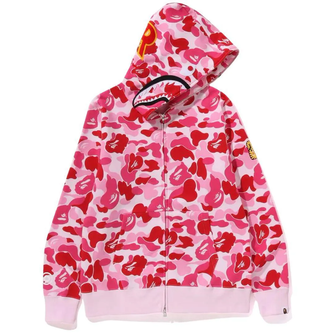 BAPE ABC CAMO PONR SHARK FULL ZIP HOODIE PINK