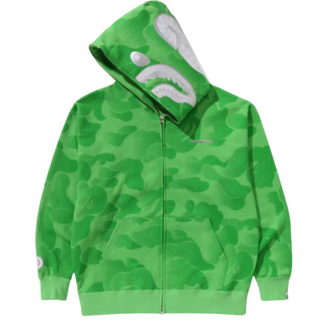 BAPE INK CAMO SHARK FULL ZIP HOODIE APPLE GREEN