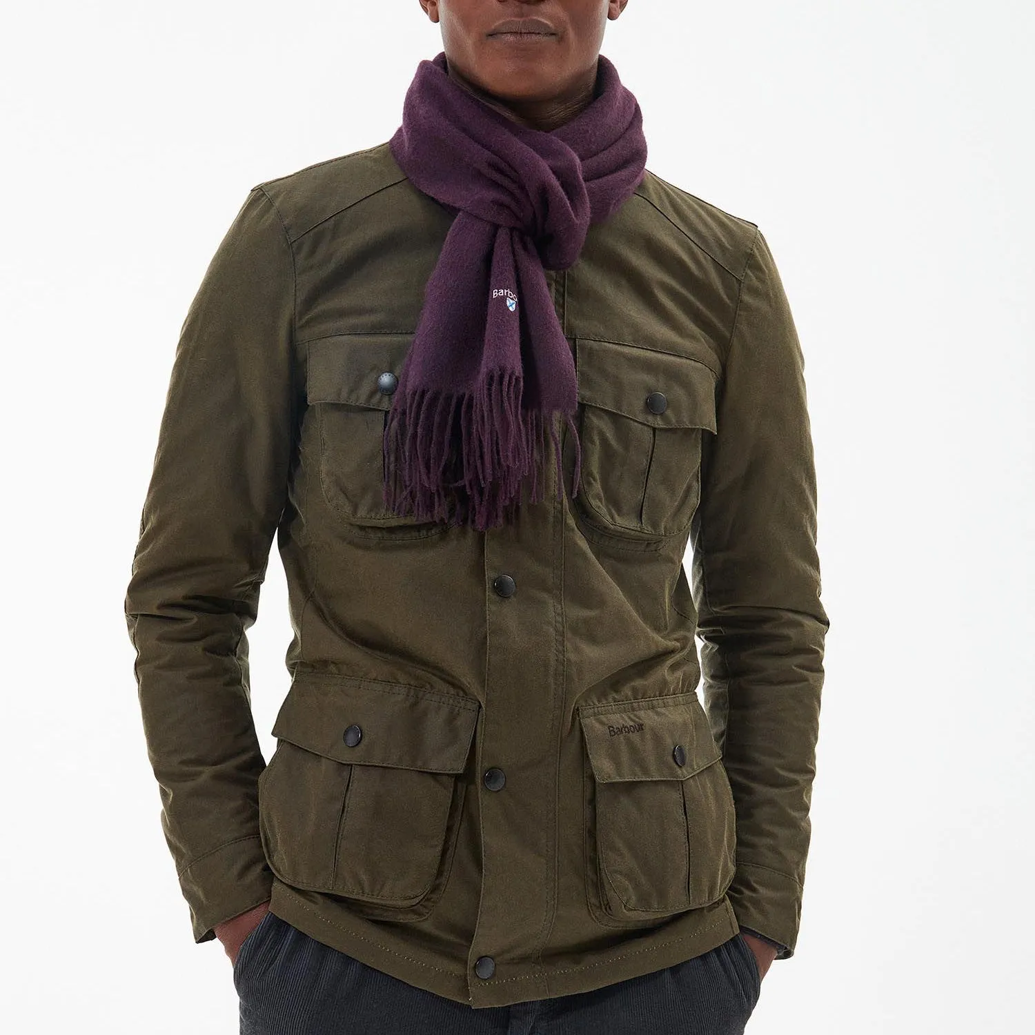 Barbour Plain Lambswool Scarf in Damson