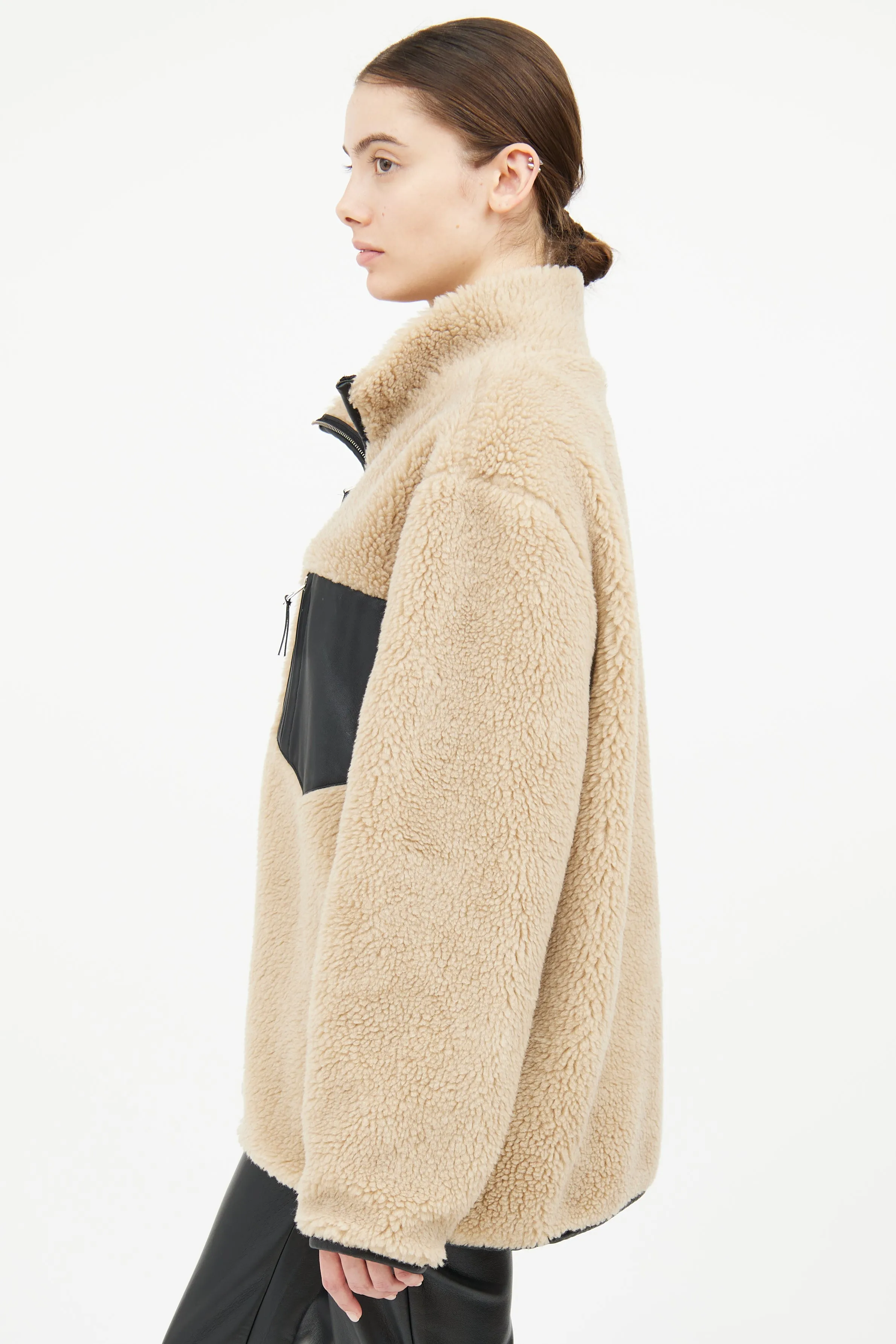 Beige & Black Sherpa Ryder Jacket