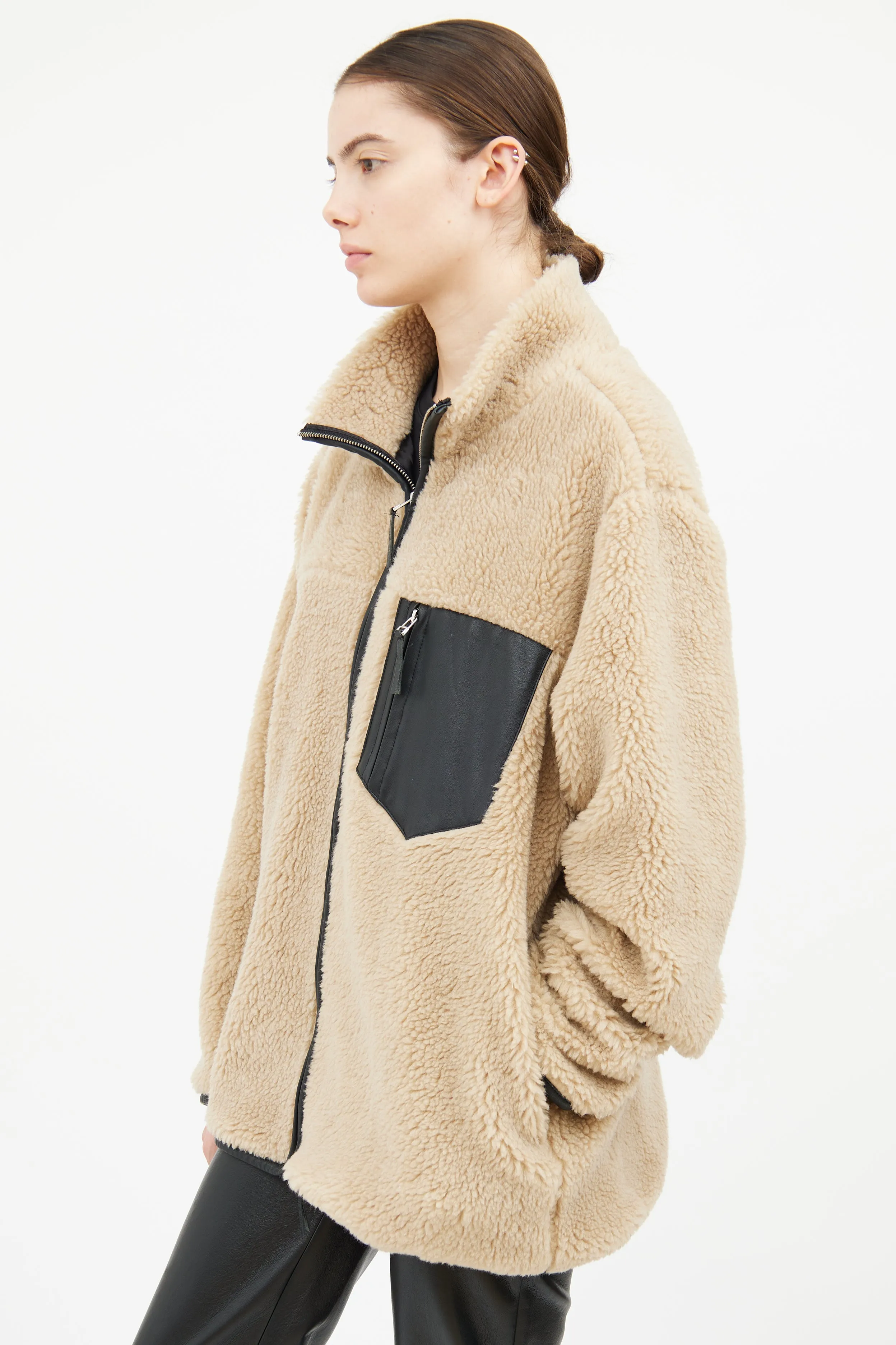 Beige & Black Sherpa Ryder Jacket