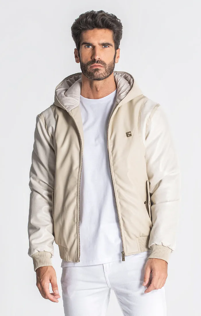 Beige Texas Hoodie Bomber