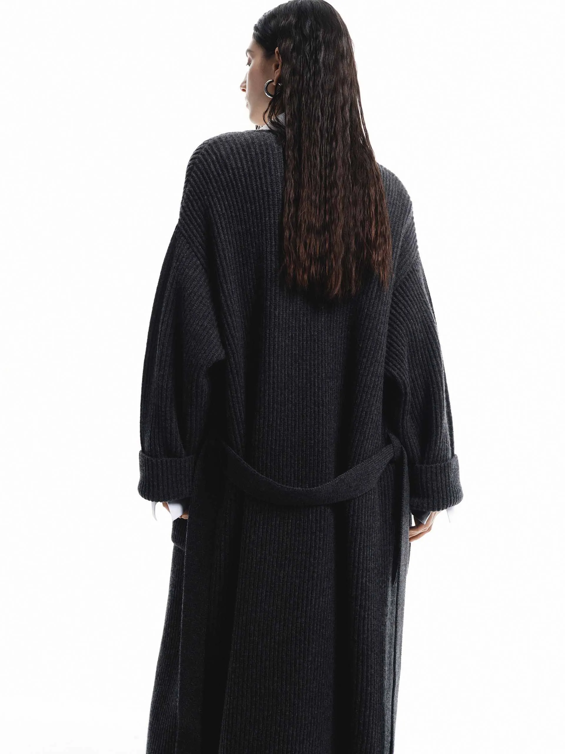 Belted Long Knitted Cardigan