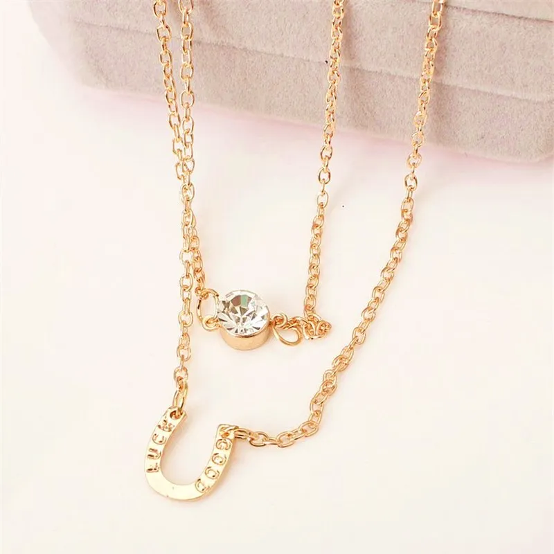 Best Of Luck Horseshoe CZ Layered Necklace