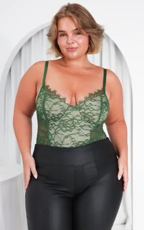 Billie Lace Bodysuit - Emerald Nude