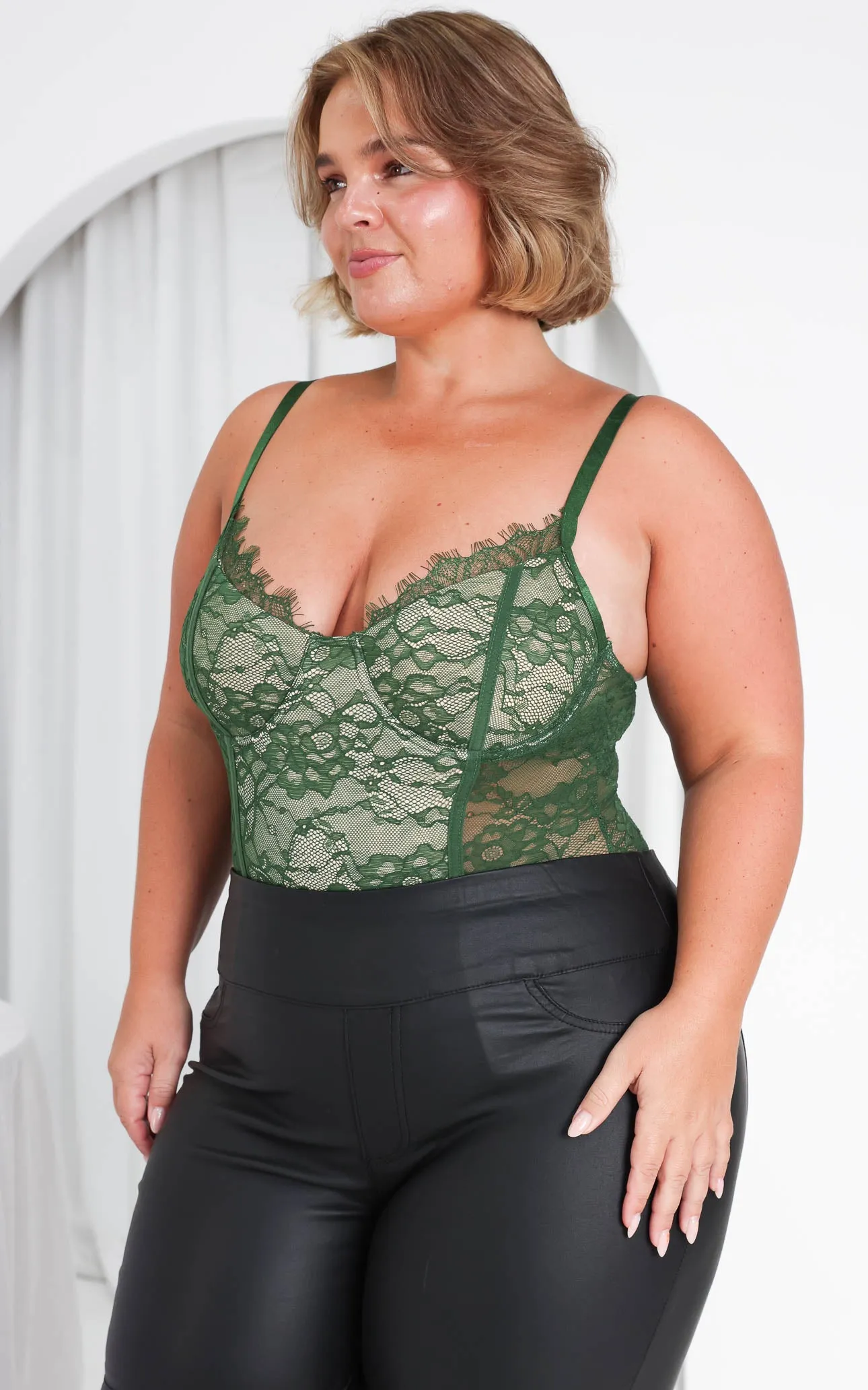 Billie Lace Bodysuit - Emerald Nude