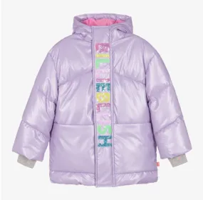 Billieblush Girls Purple Logo Puffer Coat