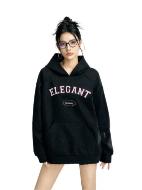 Black & Gray Sequined Fleece-lined Hoodie