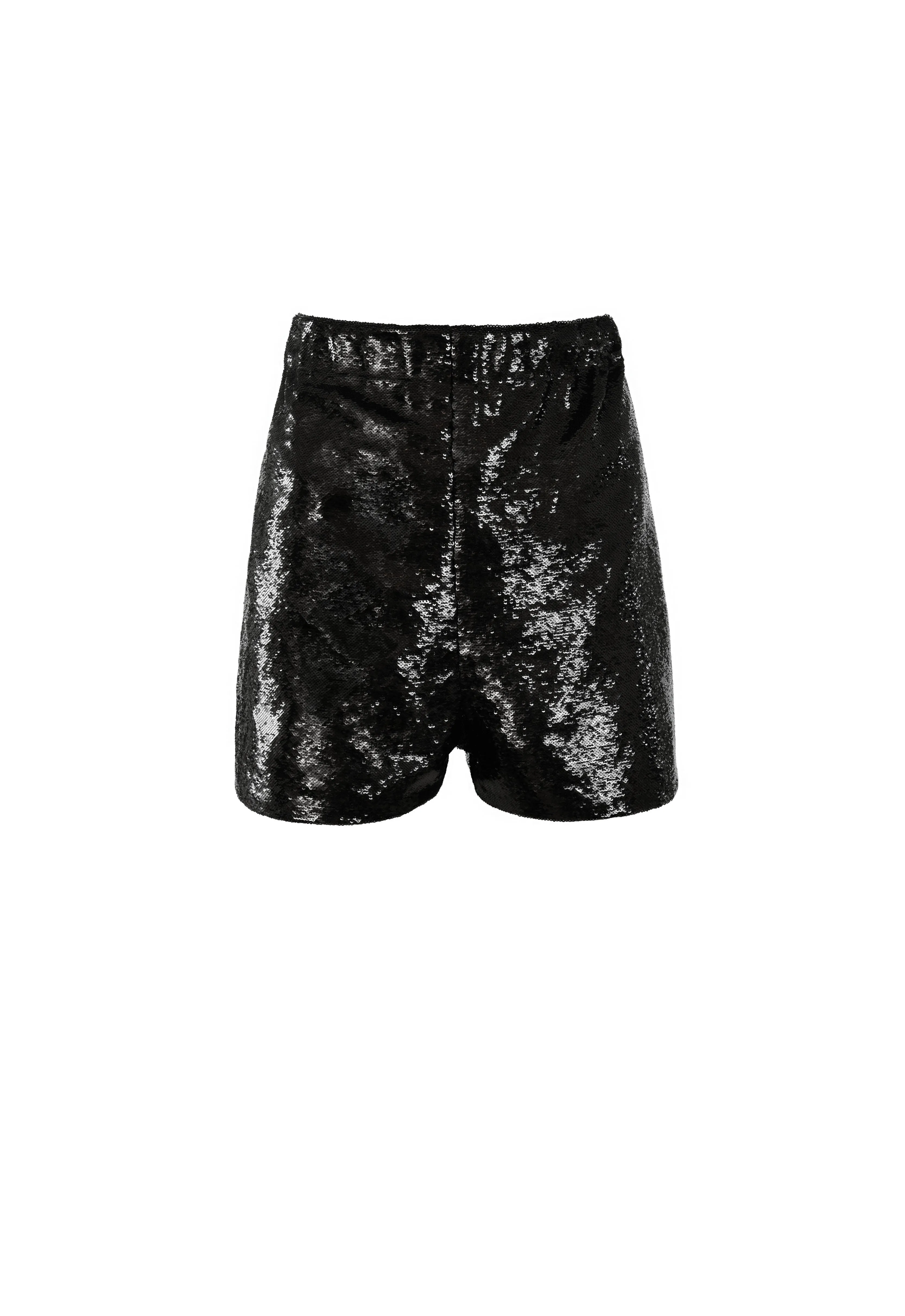 Black sequined hoodie and shorts