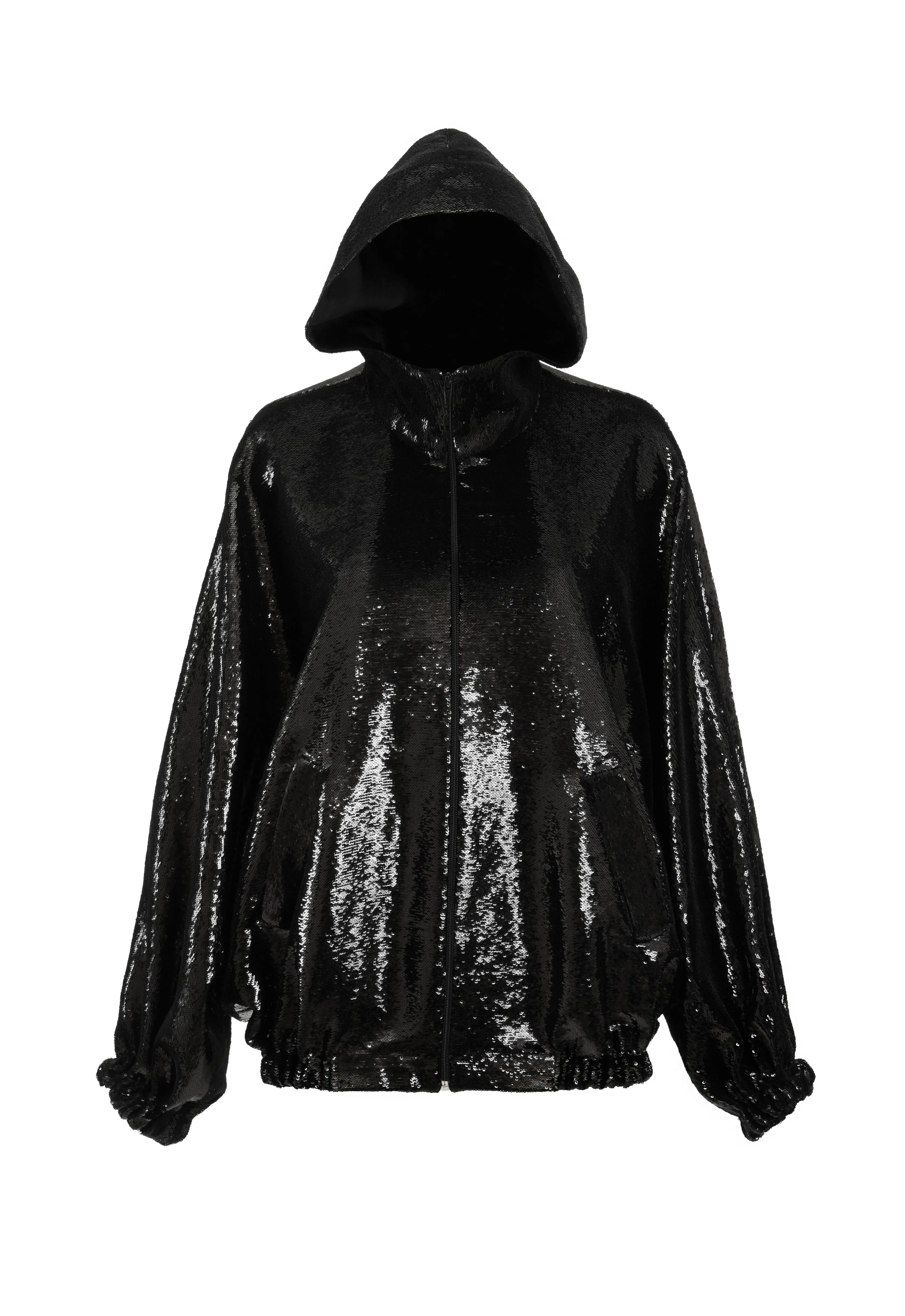 Black sequined hoodie and shorts