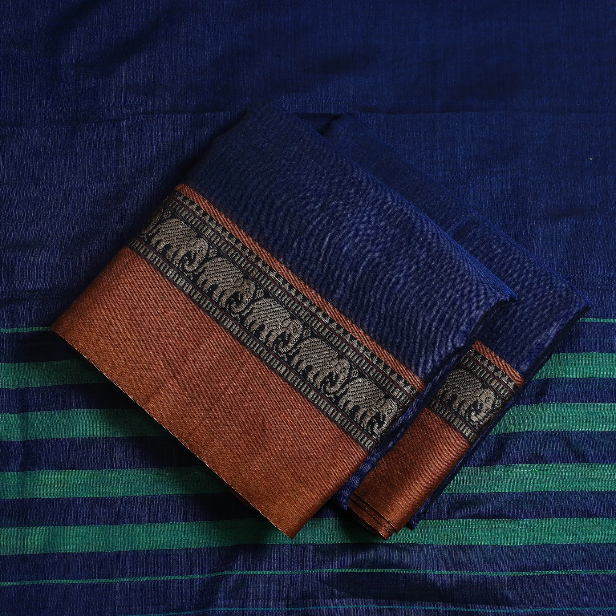 Blue - 3pc Dharwad Cotton Suit Material Set 01