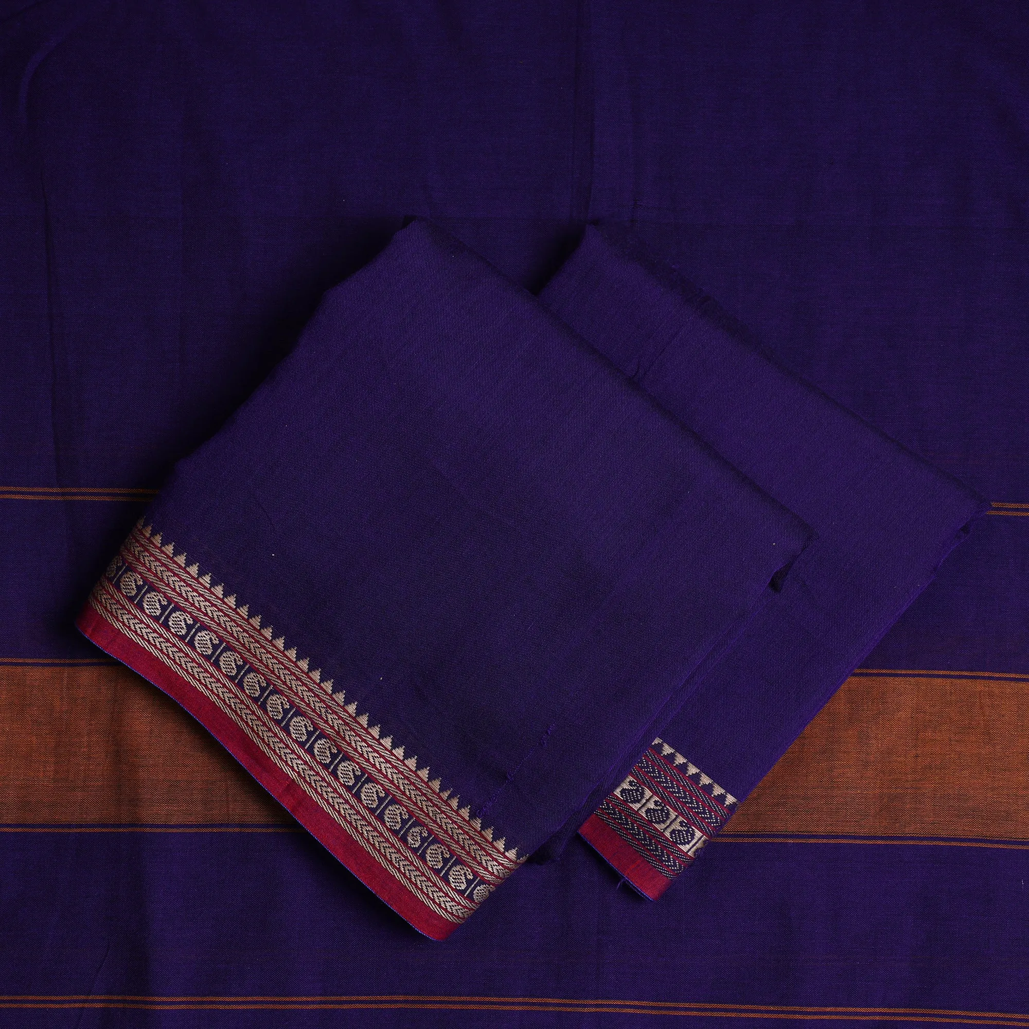 Blue - 3pc Traditional Cotton Dharwad Dress Material 03