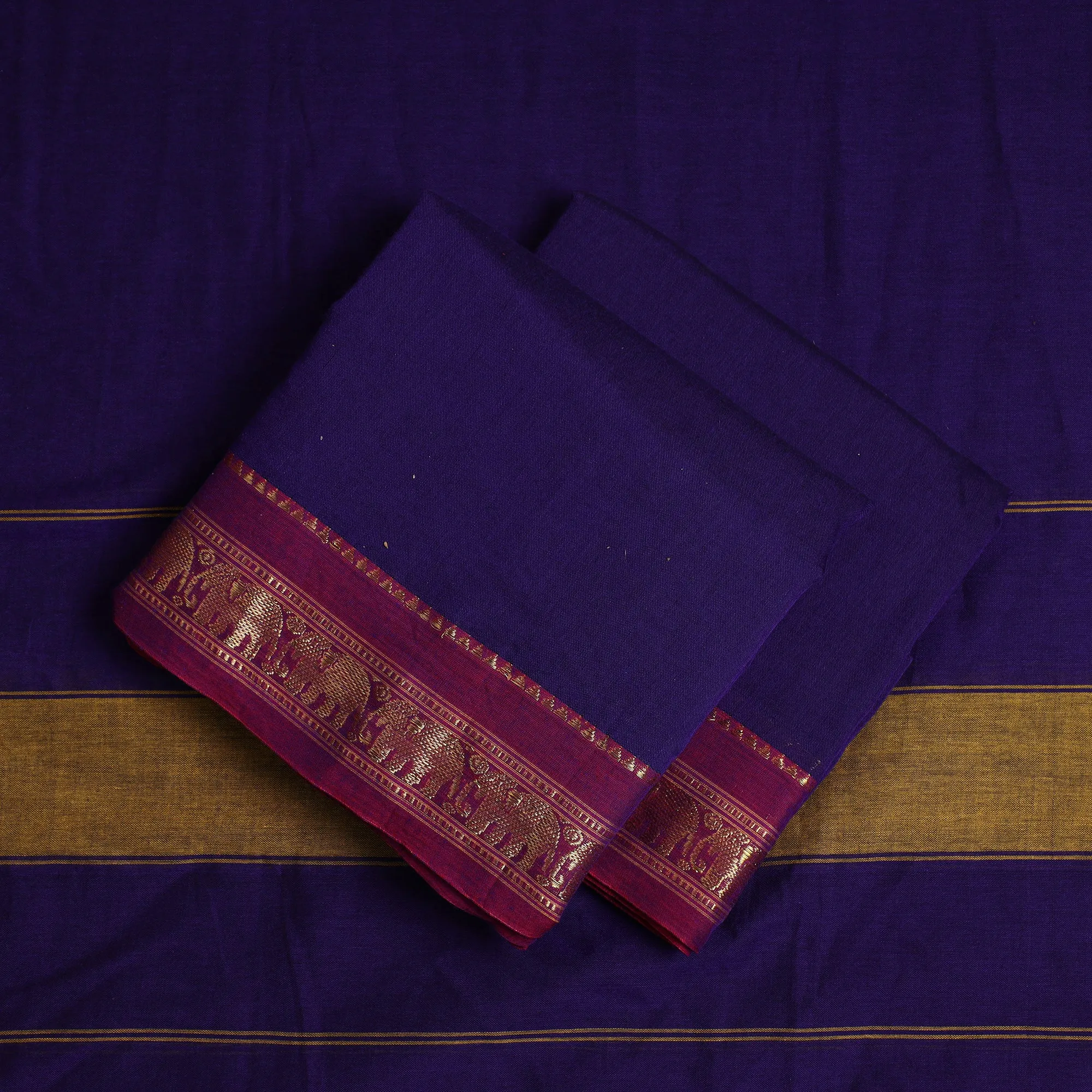 Blue - 3pc Traditional Cotton Dharwad Dress Material 06