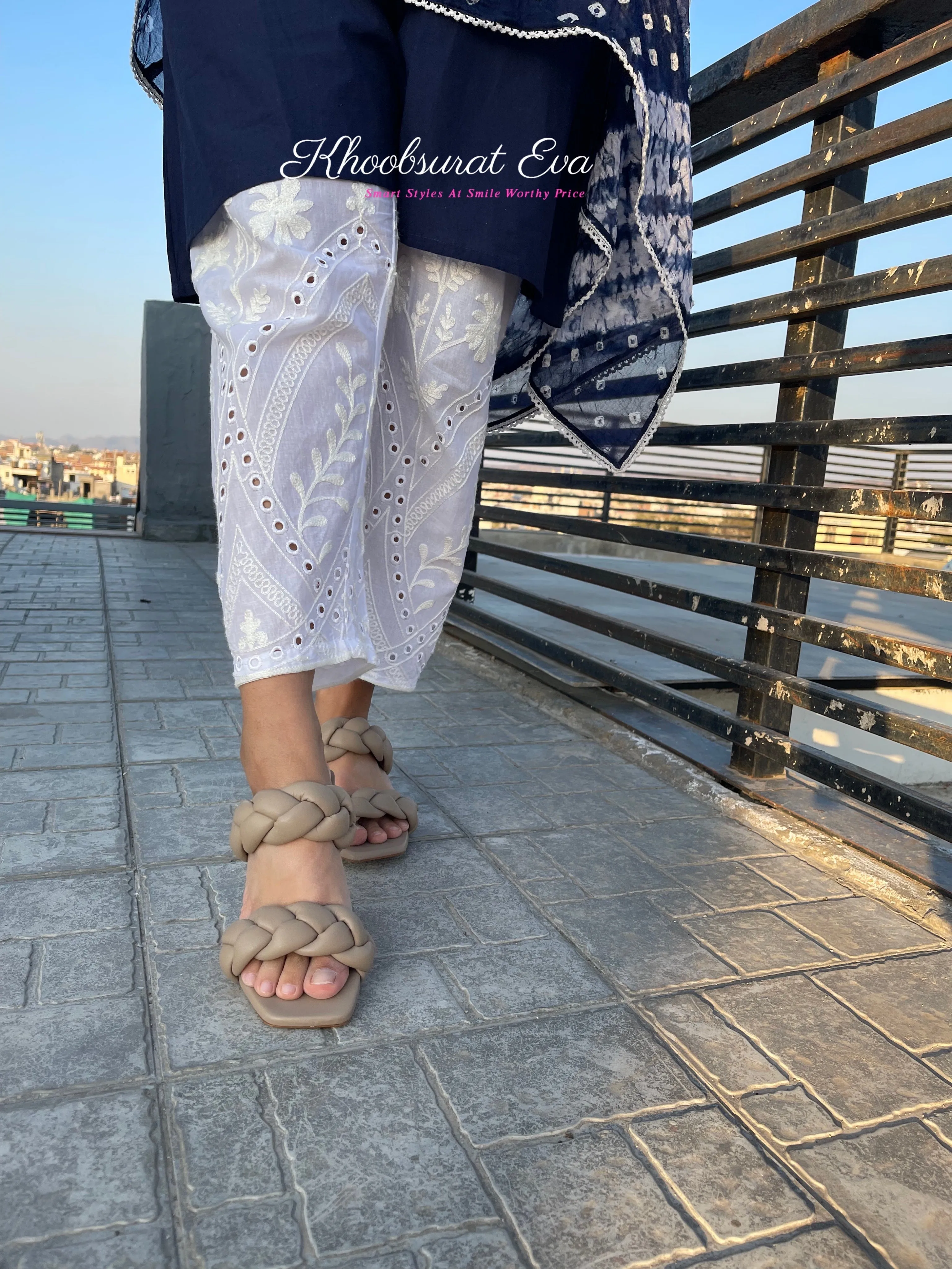 Blue Bandhani Festive Kaftan Set