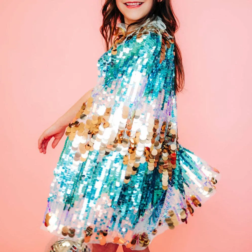 Blue Fancy Sequin Cape