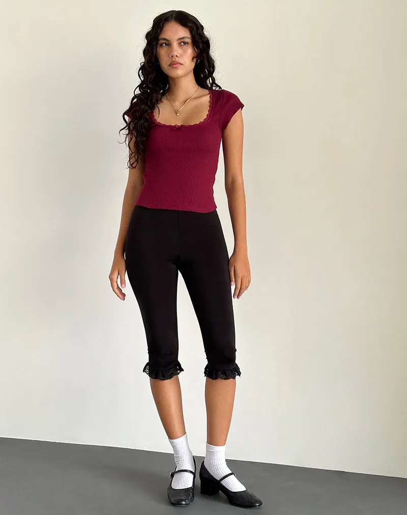 Bovillo Cap Sleeve Top in Burgundy