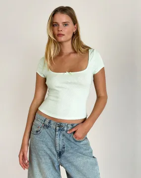 Bovillo Cap Sleeve Top in Soft Mint