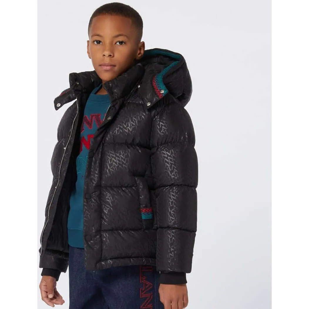 Boys Black Curb Detail Puffer Coat