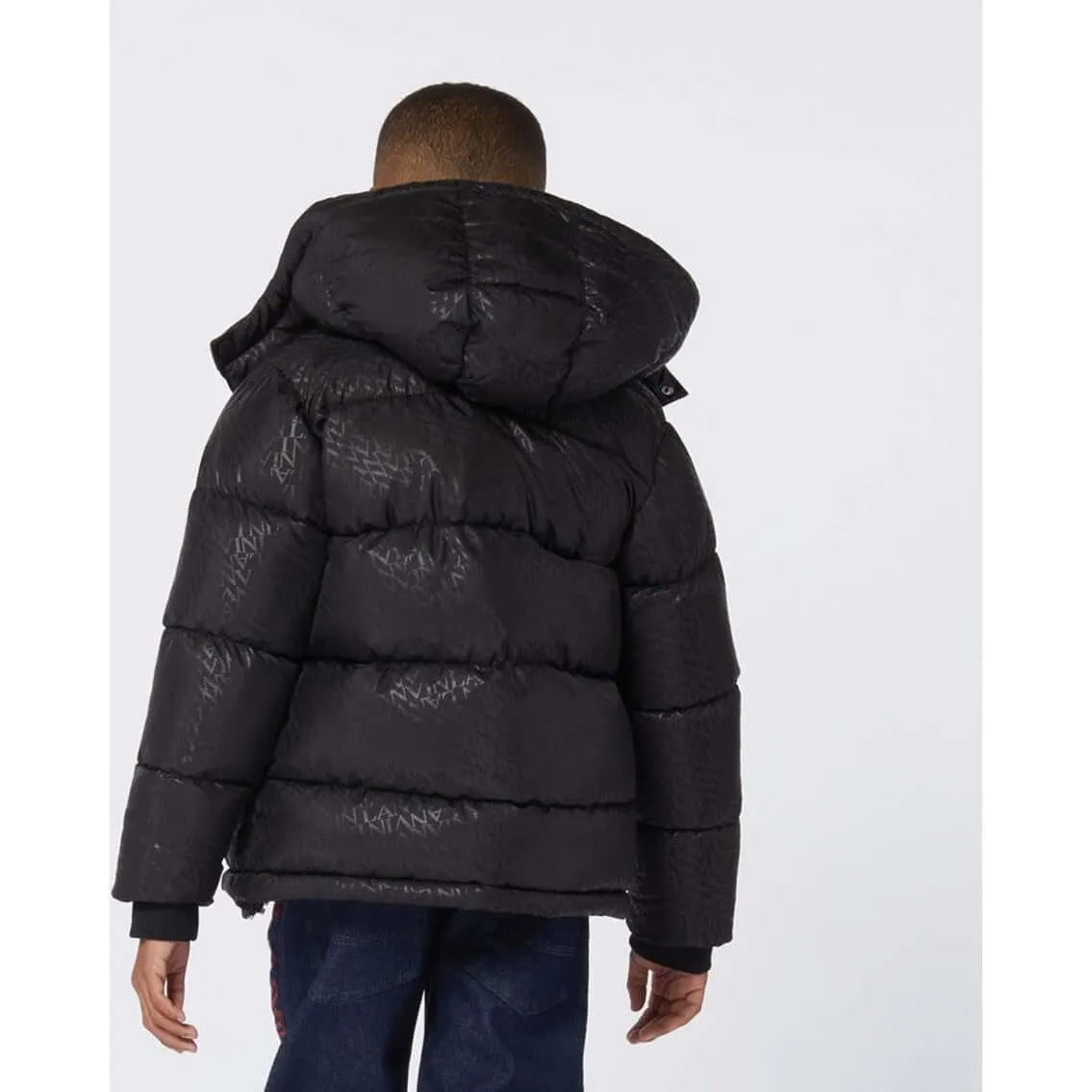 Boys Black Curb Detail Puffer Coat