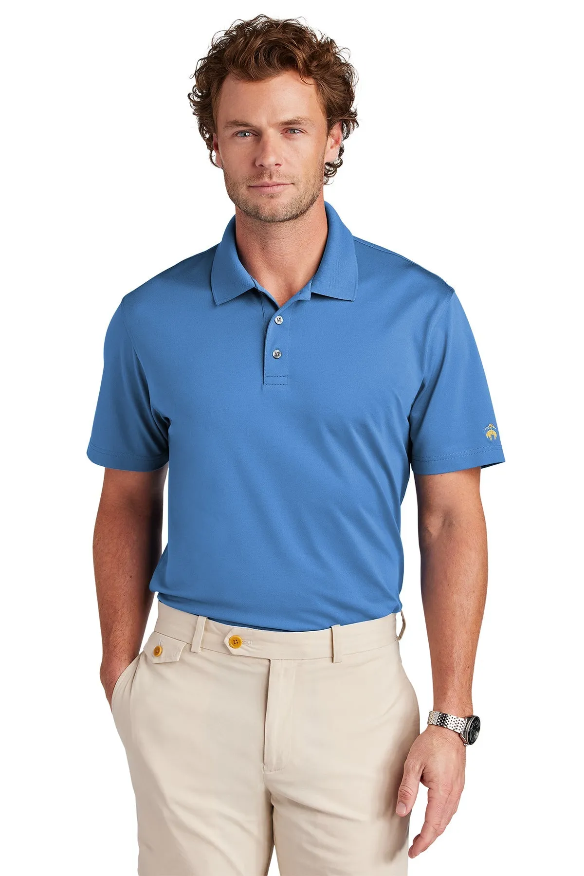 Brooks Brothers Mesh Pique Performance Custom Polos, Charter Blue