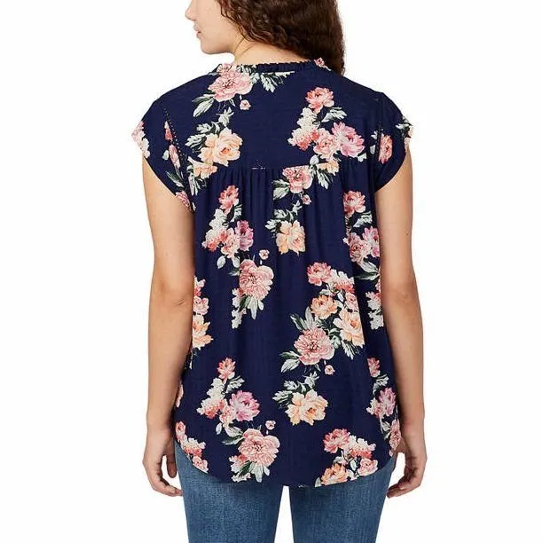 Buffalo David Bitton Women's Flutter Sleeve Floral Top