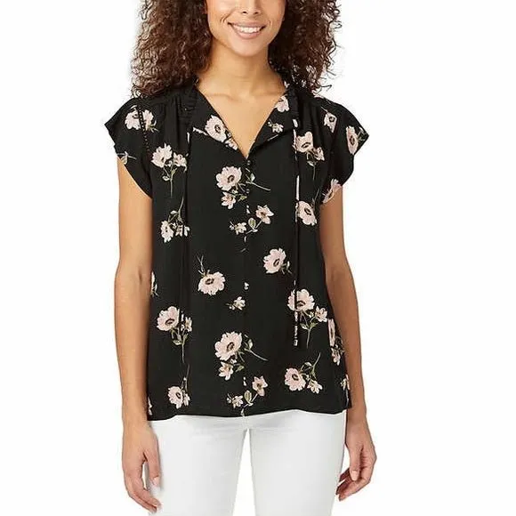 Buffalo David Bitton Women's Flutter Sleeve Floral Top