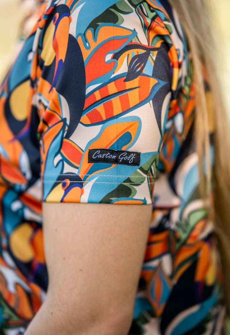 CA Ladies Funky Golf Shirt | Sunset Toucans