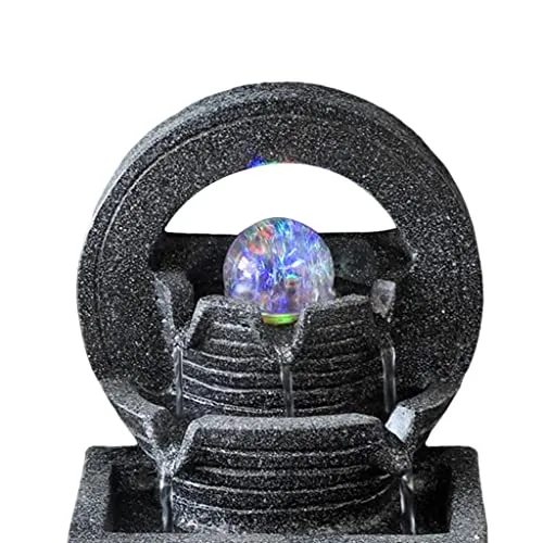 CALANDIS Orb Tabletop Water Fountain Waterfalls W/Led Light Round Background