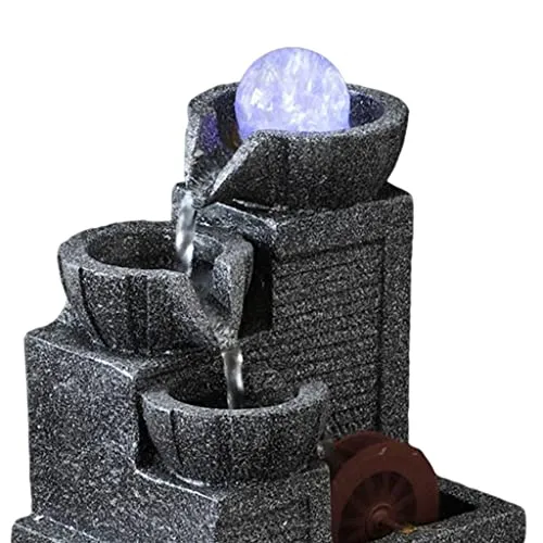 CALANDIS Orb Tabletop Water Fountain Waterfalls W/Led Light Round Mouth