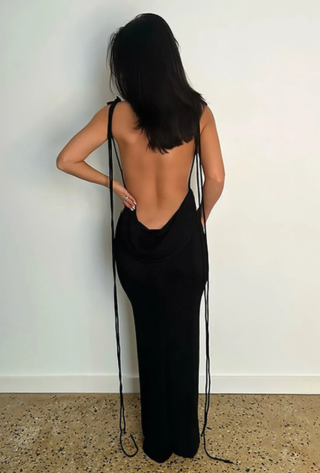 CANDANCE - DRAPE BACK MAXI DRESS