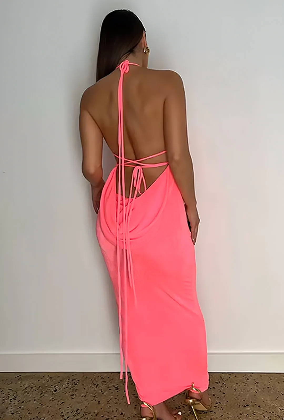 CANDANCE - DRAPE BACK MAXI DRESS