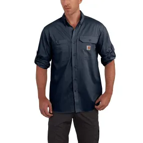 Carhartt Force Ridgefield Solid Long Sleeve Shirt, Navy