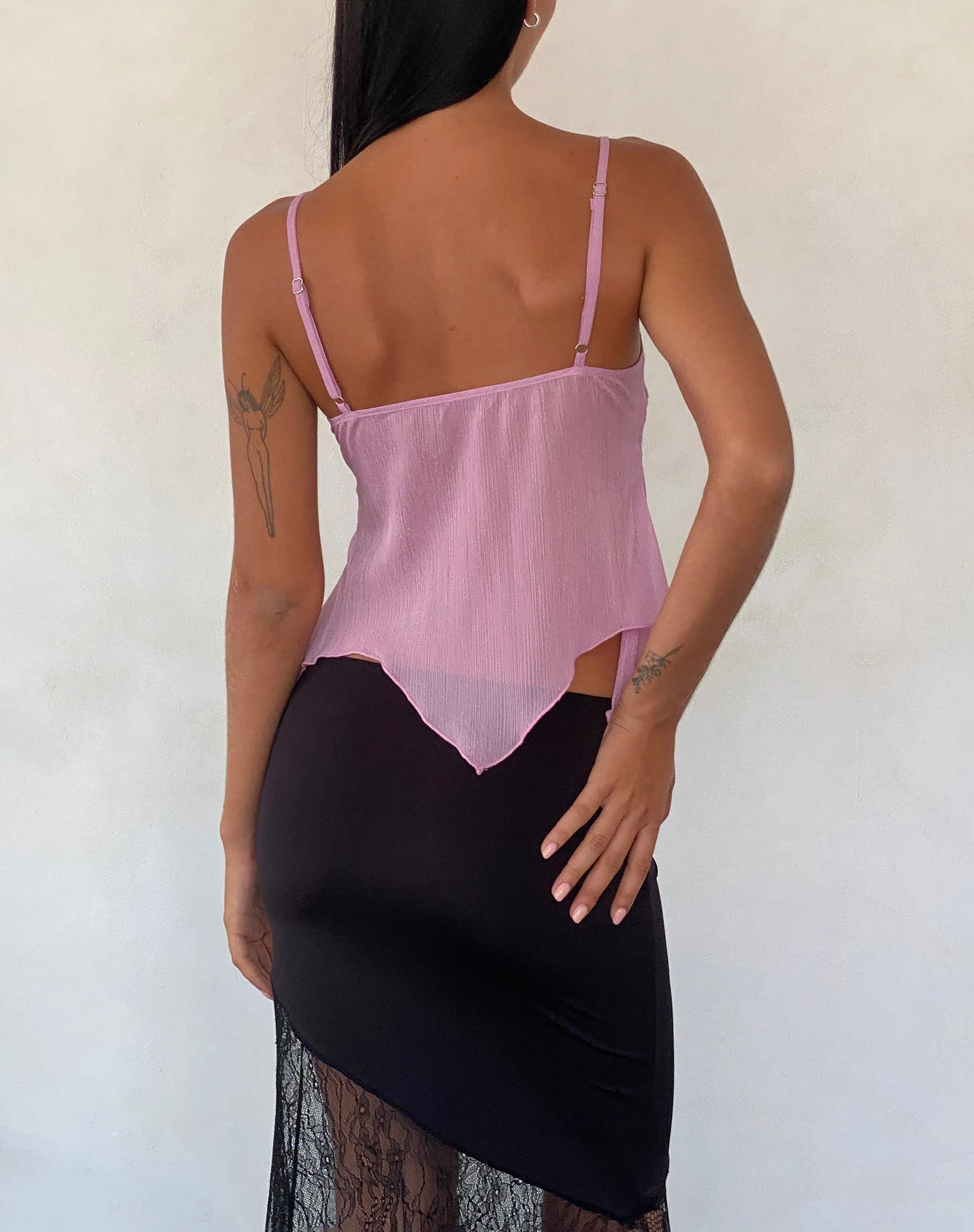 Carmeline Longline Cami Top in Shimmer Pink