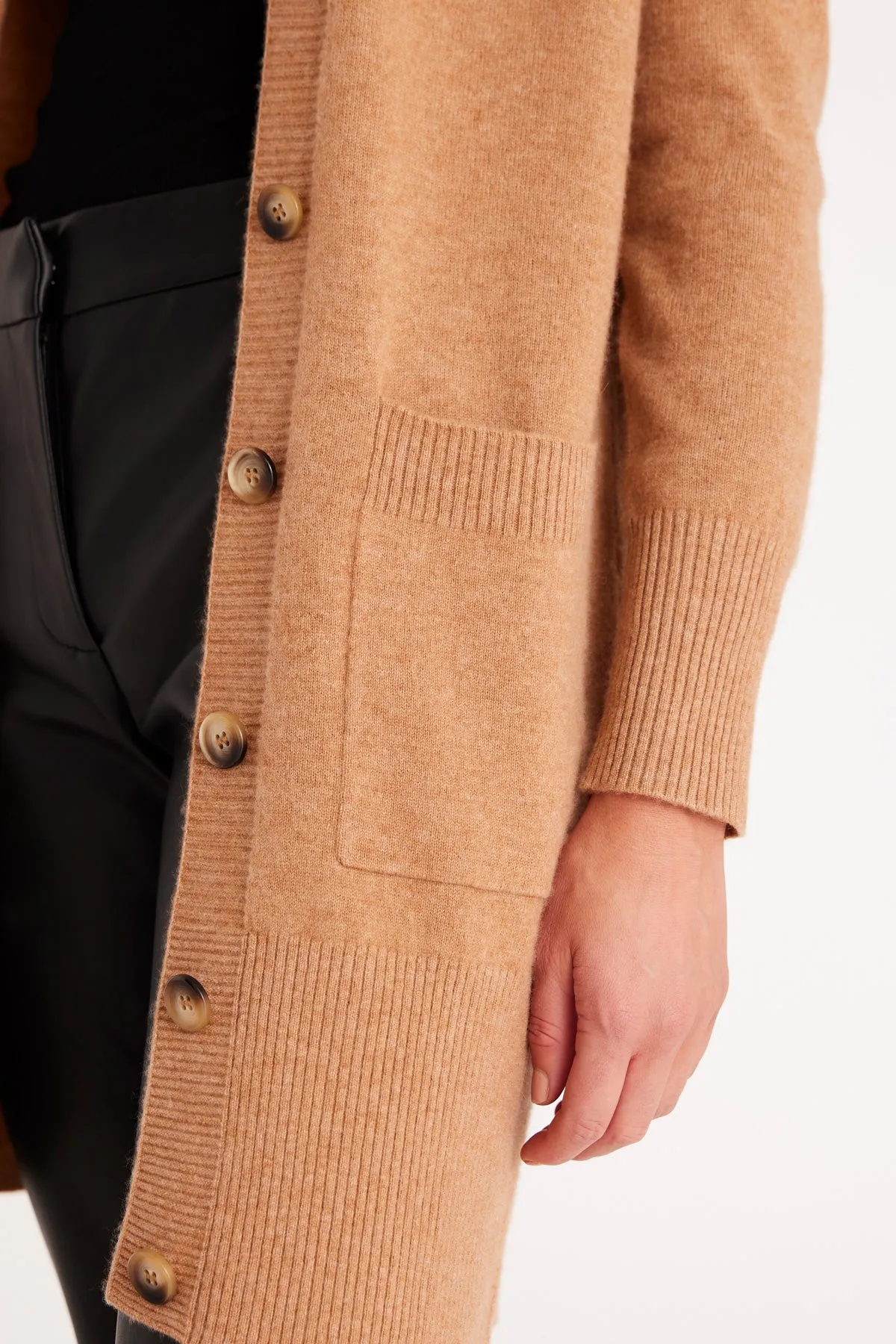 Cashmere Drape Cardigan - Camel